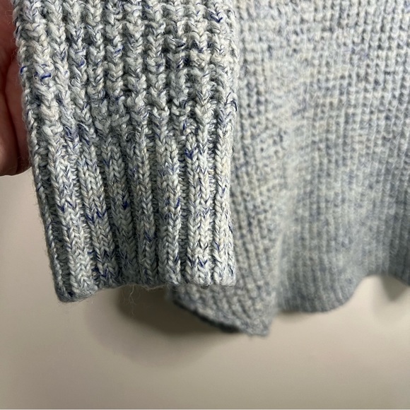 Free People Blue Chunky Knit Wool Sweater Size XS Fall Comfy Cowl Neck Boxy - Picture 2 of 8